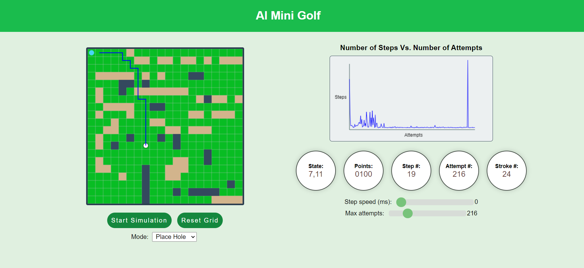 Mini Golf Website Interface